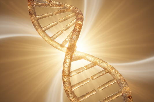 Abstract DNA double helix illustrating the genetic factors that influence vitamin D levels