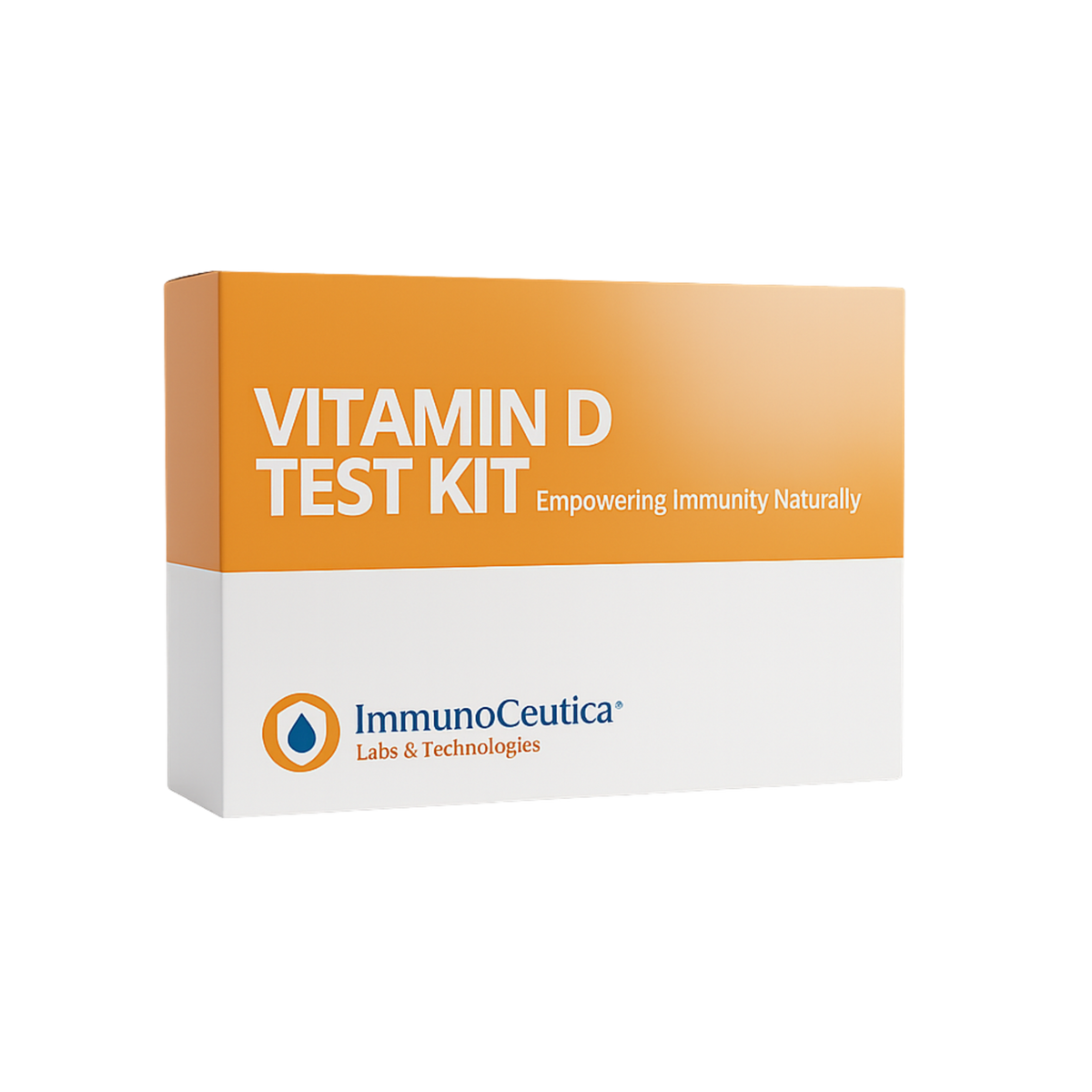 Vitamin D test kit packaging with ImmunoCeutica logo on a white background